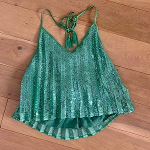 Green sequin top size small. Matching skirt also available